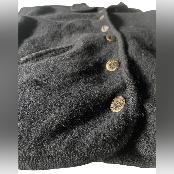 Vintage Black Button-Up Jacket 100% Wool - Picture 2 of 4